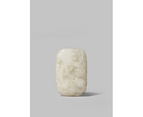 A CHINESE PALE CELADON JADE 'DRAGON AND PHOENIX' PENDANT QING DYNASTY OR LATER Finely carved in relief with a dragon and a ph