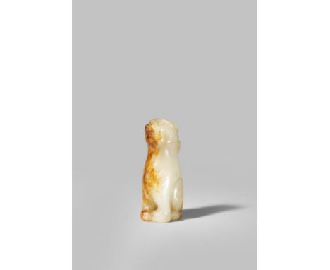 A CHINESE PALE CELADON JADE MODEL OF A QILIN QING DYNASTY OR LATER Sitting on its haunches with a single horn on the top of t