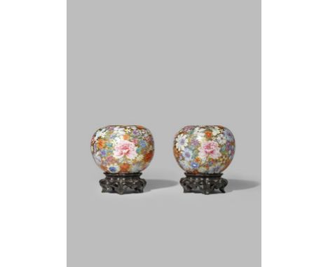 A PAIR OF CHINESE FAMILLE ROSE 'MILLEFLEURS' VASES REPUBLIC PERIOD Each brightly decorated in colourful enamels with various 