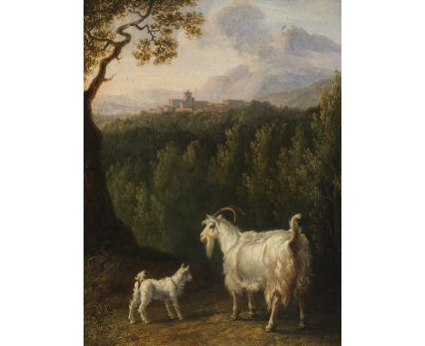 Jacob Philipp Hackert     1737 Prenzlau - 1807 Florenz Ziege am Bachlauf / Ziege und Kitz in italienischer Landschaft. 1804. 