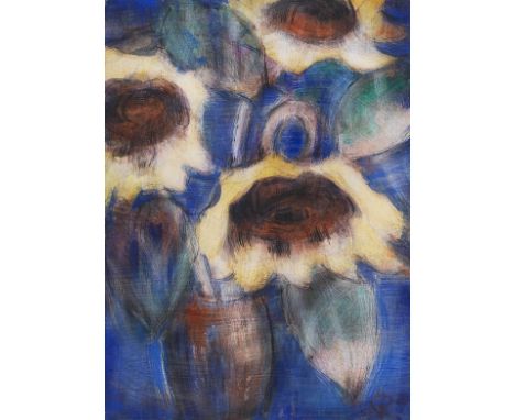 Christian Rohlfs     1849 Niendorf/Holstein - 1938 Hagen Sonnenblumen. 1929. Wassertempera.  Nicht bei Vogt. Rechts unten mon