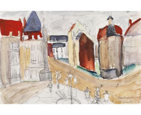 Erich Heckel     1883 Döbeln/Sachsen - 1970 Radolfzell/Bodensee Ostende. 1916. Aquarell und Bleistift.  Rechts unten signiert