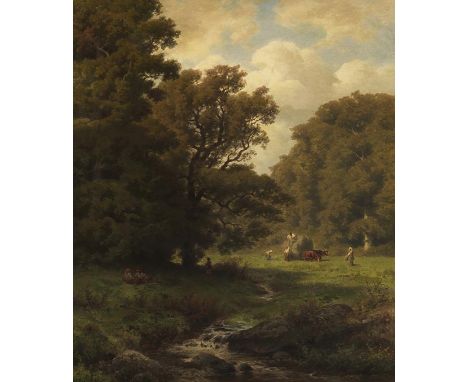 Jakob Maurer     1826 Obereschbach - 1887 Kronberg im Taunus Heuernte im Süßen Gründchen bei Mammolshain. Um 1860. Öl auf Lei