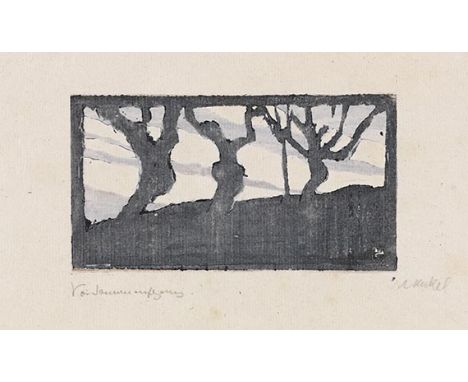 Erich Heckel     1883 Döbeln/Sachsen - 1970 Radolfzell/Bodensee Vor Sonnenaufgang. 1906. Farbholzschnitt von zwei Stöcken in 