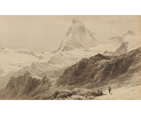 Edward Theodore Compton     1849 London - 1921 Feldafing Das Matterhorn von der Triftkumme. 1889. Aquarell.  Brandes S. 142. 