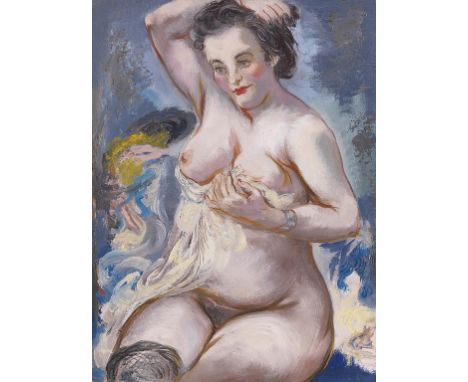 George Grosz     1893 Berlin - 1959 Berlin Eva Grosz. Um 1940. Öl auf Leinwand, auf Karton aufgezogen.  Rechts unten mit dem 
