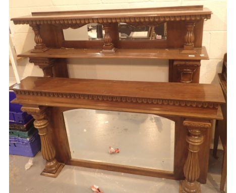 Wooden fire surround with mirrored mantel 150 x 218 cm H