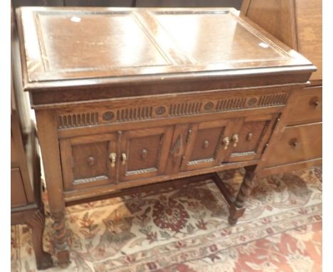 Vintage two door cupboard with lifting lid 