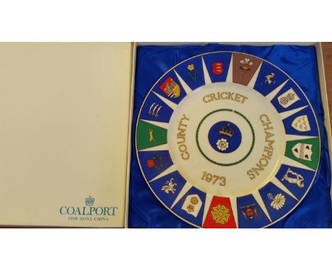 CRICKET, ceramic plates, County Cricket Champions, Hampshire 1973, Worcestershire 1974 &amp; Middlesex 1976, each  by Coalpor