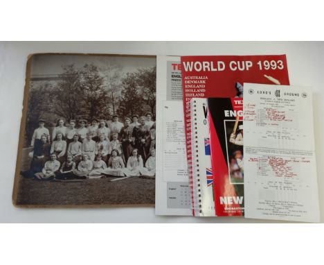 CRICKET, selection, inc. photos (2), c.1880, unidentified, one showing ladies &amp; gents mixed team, the other ladies &amp; 