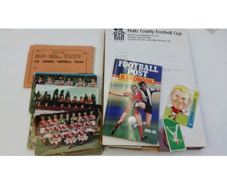 FOOTBALL, selection, inc. trade cards, Sporting Mirror booklets (3), Thomson International Cup Teams (12); Spanish team postc