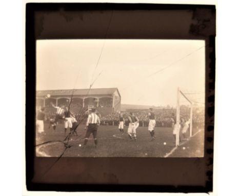 FOOTBALL, original glass positive (4.25 x 3.25), match action from the FA Cup (1st round replay), 2nd February 1899, Sheffiel