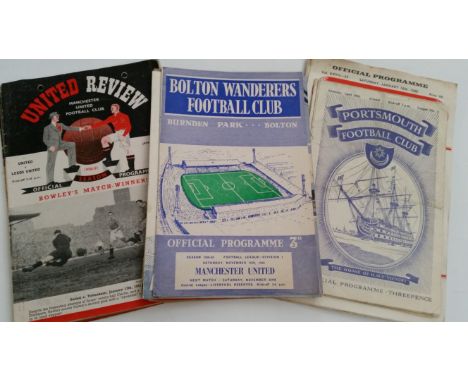 FOOTBALL, programmes, inc. Manchester United homes (8), v Leeds 1950/1, v Sheffield United 1955/56, v Leicester City 1957/58;