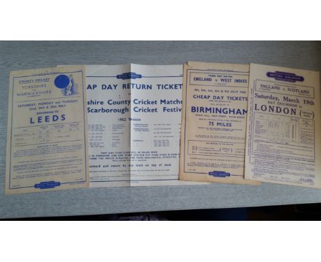 MIXEDS SPORTS, British Railways flyers, inc. 1949 rugby union (4), Scotland v Wales, England v France &amp; Scotland, RAF v A