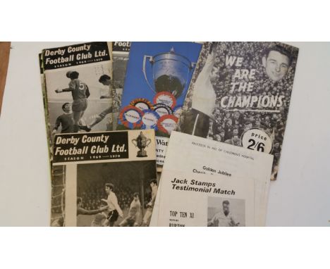 FOOTBALL, Derby County home &amp; away (18) programmes, mainly 1970s onwards, inc. Jack Stamp Testimonial 1970, ex-Rams v Bem