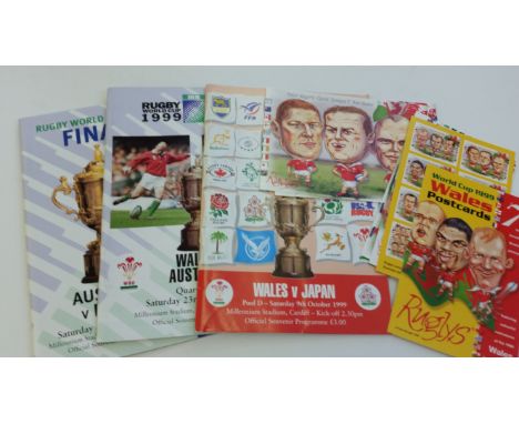 RUGBY, World Cup 1999, inc. programmes (5), with ticket (4);  v Japan, v Australia, v Argentina (no ticket); Australia v Fran