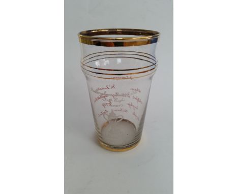 FOOTBALL, Nottingham Forest, etched glass beaker for the 1958/9 FAC winning season, with players signatures &amp; "Nottingham
