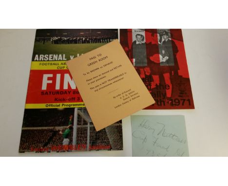 FOOTBALL, selection from 1971 FAC Final, Arsenal v Liverpool, inc. programme, signed card by Harry Nattras (referee), Eve of 