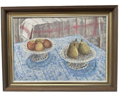 English School, 20th century, oil on canvas laid on board - Still Life with Fruit, 34cm x 50cm, framed