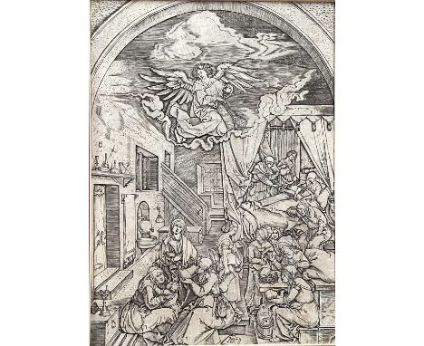 Four early engravings - Albrecht Dürer Birth of the Virgin Mary, from Life of the Virgin, 29.5cm x 21cm, unframed, Burlington