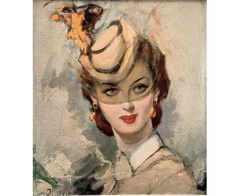 William Henry Barribal (1874-1952), oil on board, portrait of a woman, 31cm x 29cm, framedA surface scratch across the sitter