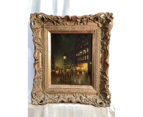 Victor Reid (early 20th century) pair of oils on board, London street scenes entitled ' Tottenham Court Road' and 'Cheapside'