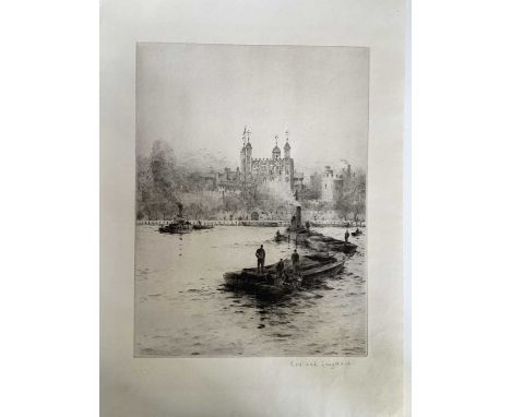 Rowland Langmaid (1897-1956) two etchings - Tower of London from the Thames, Academy proof signed in pencil with blind stamp,