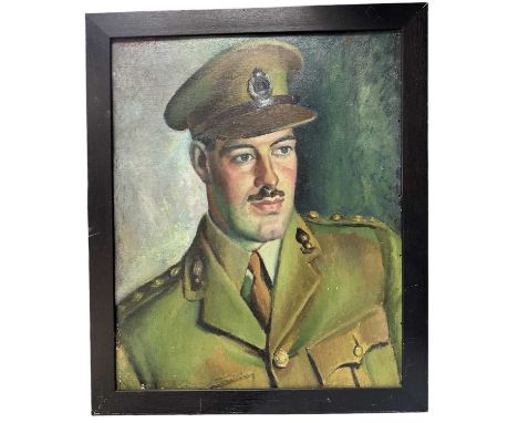 Nisbet, possibly Tom Nisbet (1909-2001) oil on board - Portrait of an Officer, signed, 60cm x 48cm, framed
The board is not c