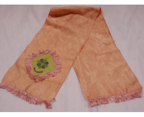 A Scotts Guards forget-me-not early 20th century embroidered silk scarf. UK P&amp;P Group 1 (£16+VAT for the first lot and £2