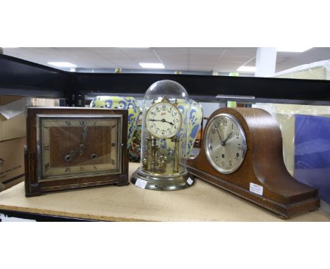Anniversary clock and two 1930s oak mantel clocksTo Be Sold on behalf of The Princess Alice Hospice