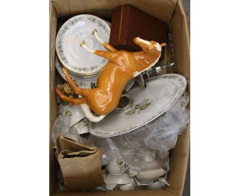 Beswick china horse and foals, Goebel figure and a part tea service,