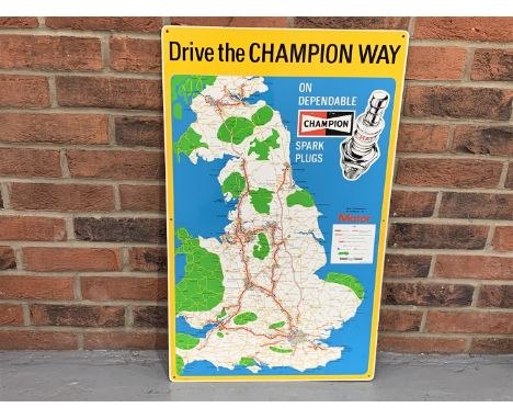 Metal "Drive The Champion Way" Map Sign 46 x 77cm (New Old Stock)The buyers premium for automobilia items, including registra