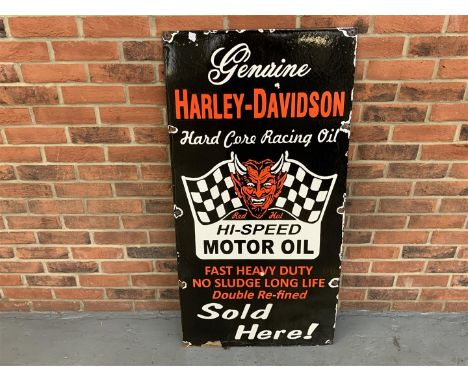 Large Enamel Harley-Davidson Hi-Speed Motor Oil SignMake: Contact AuctioneerModel: Contact AuctioneerYear: 0Mileage: 0VIN: Co