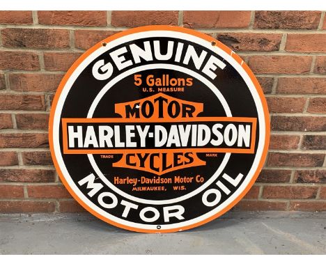 Circular Enamel Harley‑Davidson Motorcycles Sign 76cm DiaThe buyers premium for automobilia items, including registration num