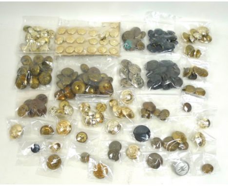 A large quantity of military buttons, mostly British, of brass, metal, bakelite, leather and plastic, including Royal Navy, R