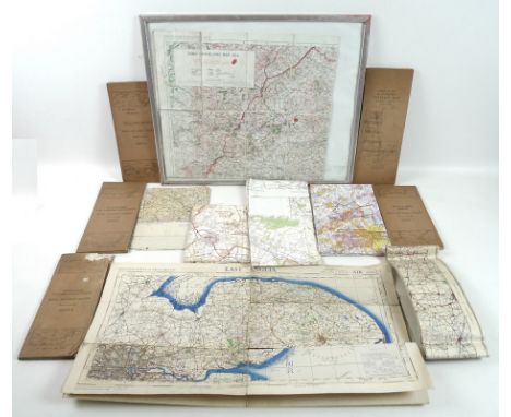 A group of vintage military maps including an Ordnance Survey map of Army Manoeuvres dated 1914 based around Ludlow, an Ordna