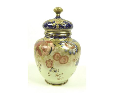 A Royal Crown Derby vase and cover, circa 1899, of shouldered ovoid form, painted in gilt with floral sprays with enamel and 