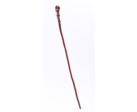   Gehstock China Qing Dynastie  Wurzelholz, L: 87 cm,  alter Aufkleber vom Auktionshaus Nagel befestigt        Walking stick 