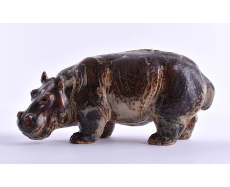   Monogrammist W oder ähnlich  "Hippo" Keramik glasiert, ca. 13 cm x 28 cm x 11 cm, am Bauch monogrammiert        Monogrammis