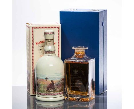 THE FAMOUS GROUSE HIGHLAND DECANTER
Blended Scotch Whisky, 70cl, 40% volume. In white Wade ceramic decanter. 
THE CELEBRATION