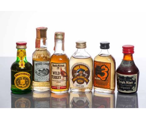 15 ASSORTED WHISKY MINIATURES
To Include: QE2 Single Malt Scotch Whisky over 12 Years Old in stoneware flagon, no capacity or