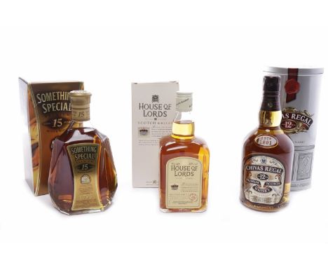 HOUSE OF LORDS
Blended Scotch Whisky. 
French import. 70cl, 40% volume, in carton. 
SOMETHING SPECIAL AGED 15 YEARS
Blended S