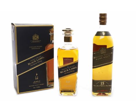 JOHNNIE WALKER BLACK LABEL COLLECTOR'S EDITION
Blended Scotch Whisky. 
70cl, 40% volume, in carton.
JOHNNIE WALKER GREEN LABE