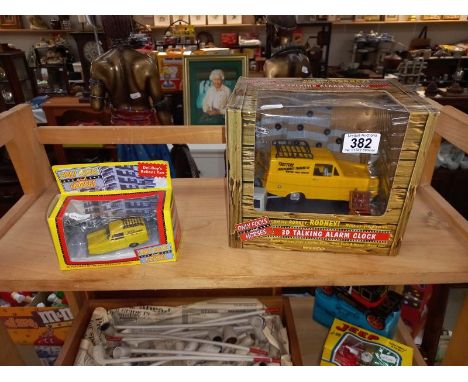 A boxed Wesco Only Fools &amp; Horses 3D talking alarm clock &amp; a Lledo Reliant Regal Del-Boy van