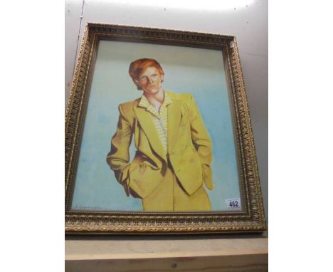 An oil on canvas portrait of David Bowie by&nbsp;CUNNINGTON, E (b.1929).