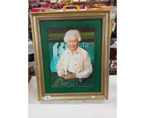 An oil on canvas portrait of Queen Elizabeth II, by&nbsp;CUNNINGTON, E (b.1929)
