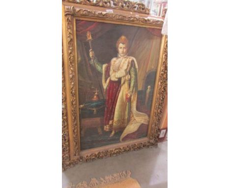 A portrait oil on board painting of a gentleman in regal robes, frame a/f, COLLECT ONLY.Condition report; No provenance, came