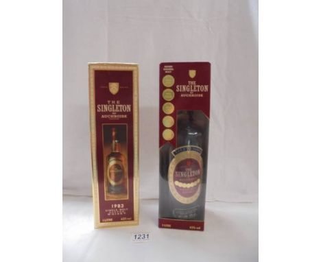 Two boxed bottles of The Singleton of Auchroisk single malt Scotch whisky, 1983, aged 10 years. 1983 and 1993, window box is 