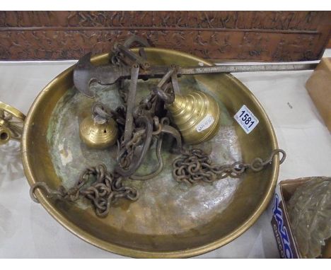 A set of brass beam scales.