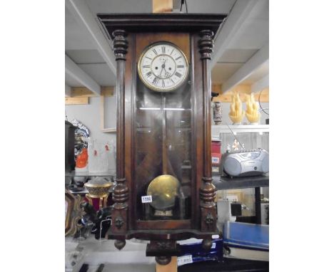 A Victorian mahogany double weight Vienna wall clock, COLLECT ONLY.